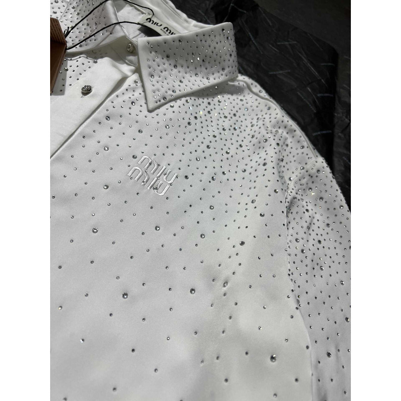 Miu Miu Logo Long Sleeves Shirt Black