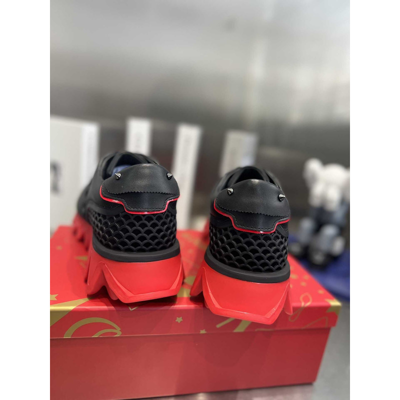 Ch**an louboutin loubishark crystal-embellished sneakers in black/loubi