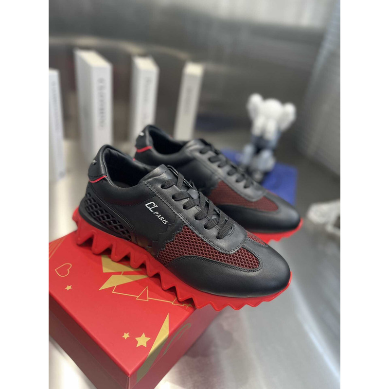 Ch**an louboutin loubishark crystal-embellished sneakers in black/loubi