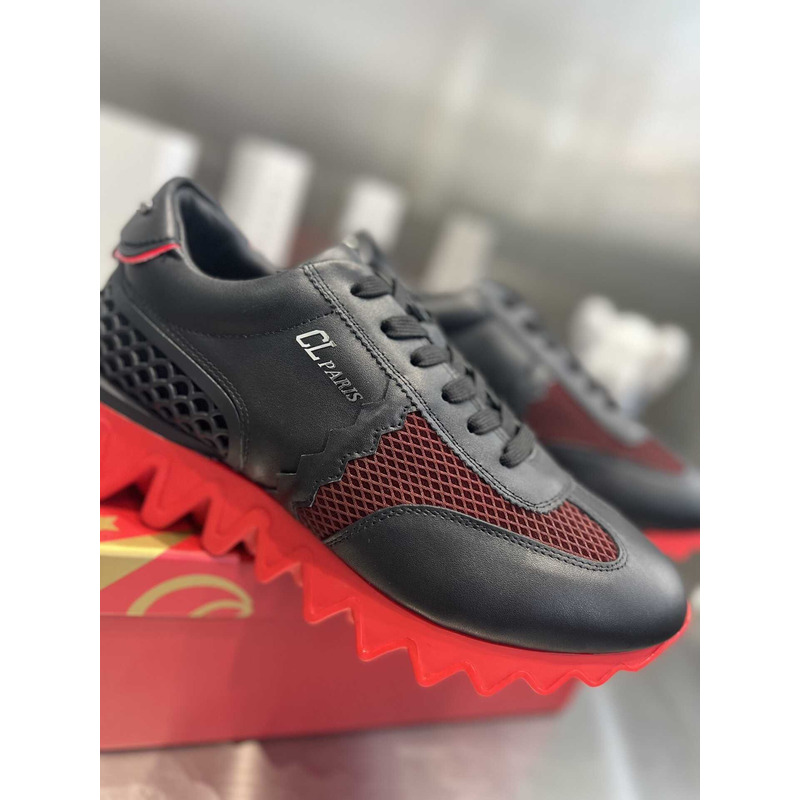 Ch**an louboutin loubishark crystal-embellished sneakers in black/loubi