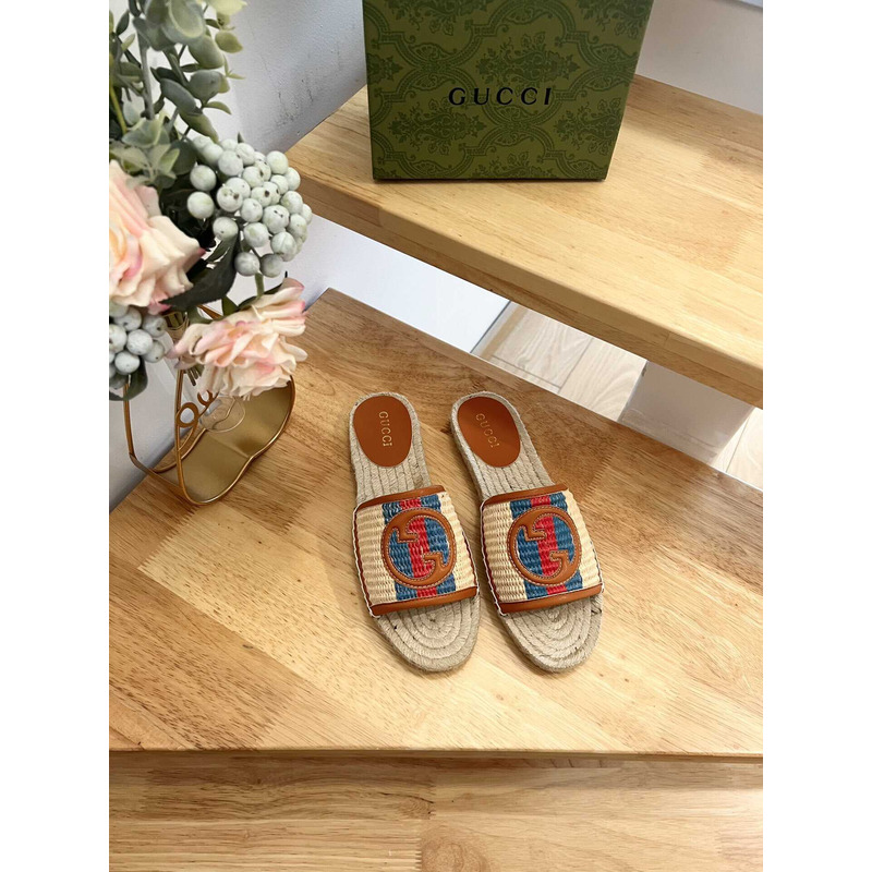 G*u*i pilar gg matelasse espadrille slide sandal multi color