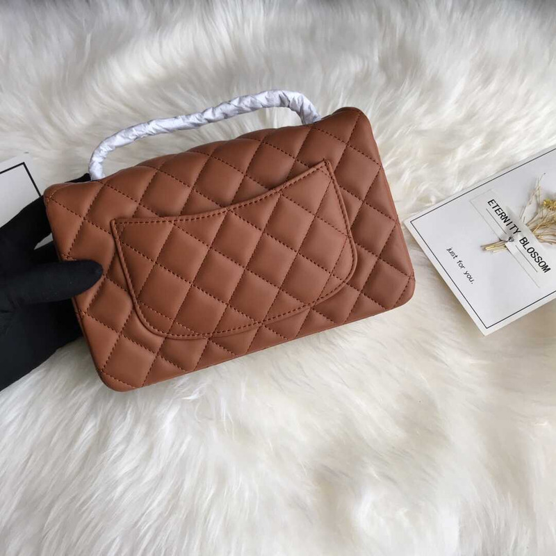 Ch*el classic flap mini  shoulder bag brown