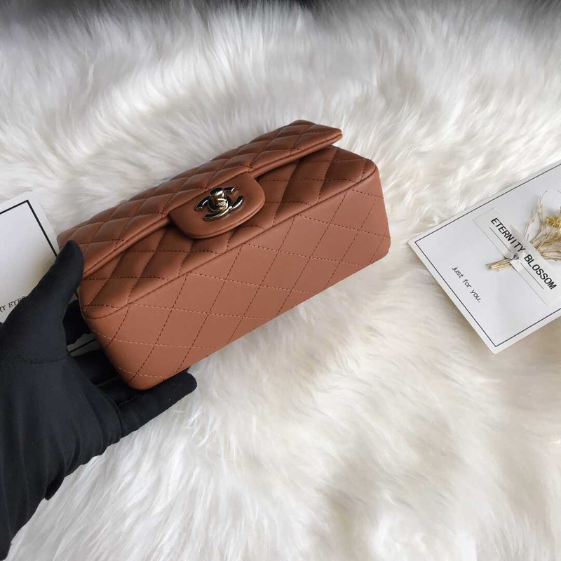 Ch*el classic flap mini  shoulder bag brown
