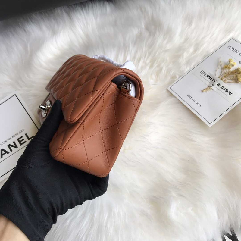 Ch*el classic flap mini  shoulder bag brown