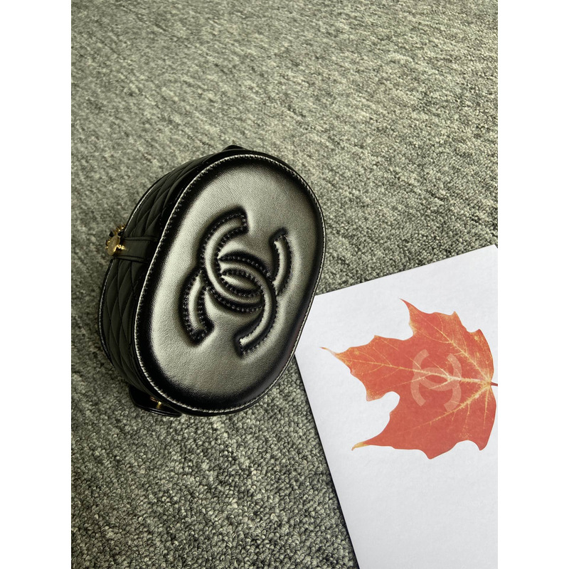 Ch*el 23c spring flap bucket bag lambskin black