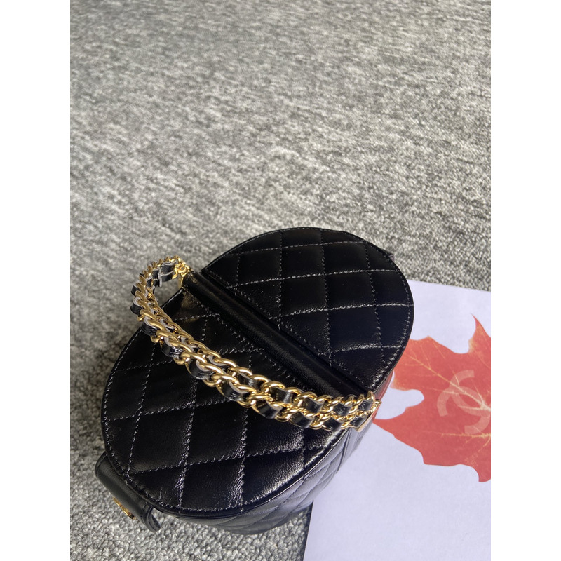 Ch*el 23c spring flap bucket bag lambskin black