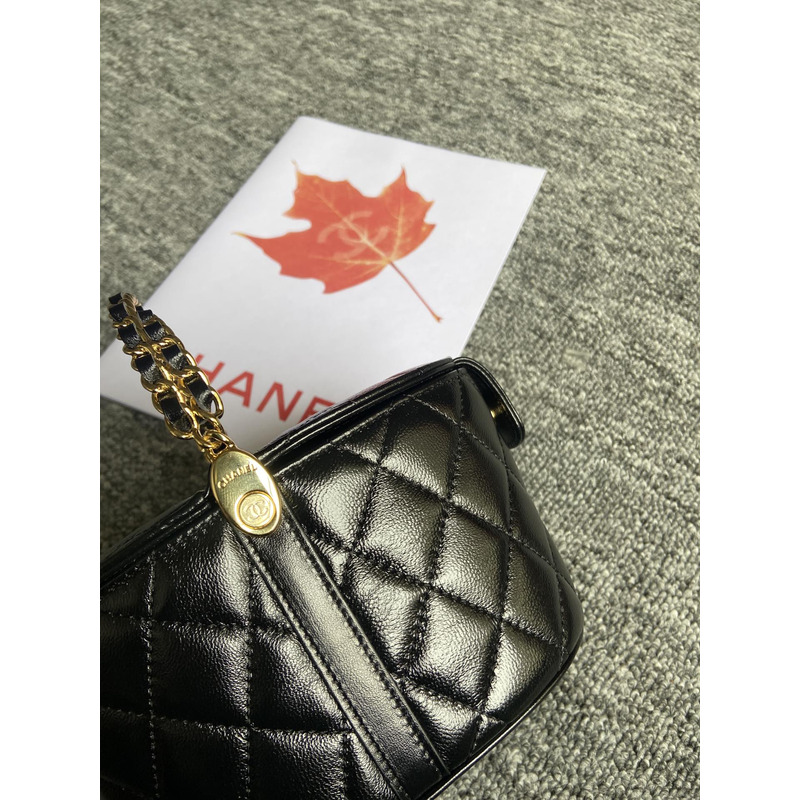 Ch*el 23c spring flap bucket bag lambskin black