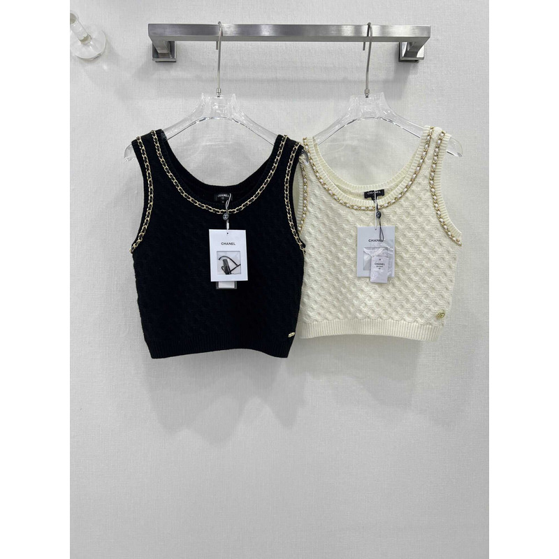 Ch*el tank top cream white