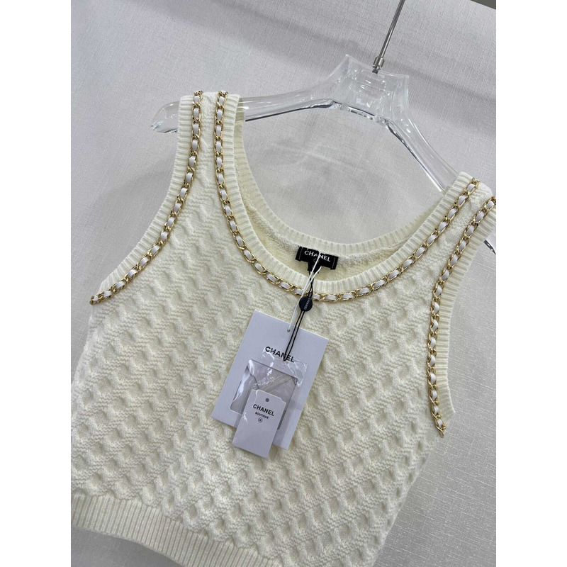 Ch*el tank top cream white