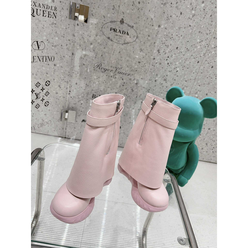 Givenchy Shark Lock Biker Ankle Boots In Grained Leather Pink