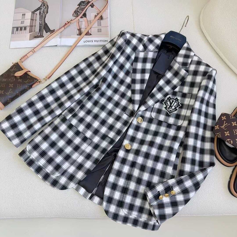 l**is V*t*n vichy check preppy blazer and shorts