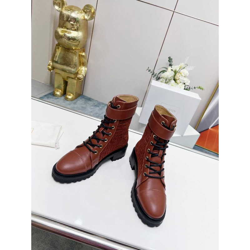 Balmain Ranger Romy Jacquard Booties Caramel