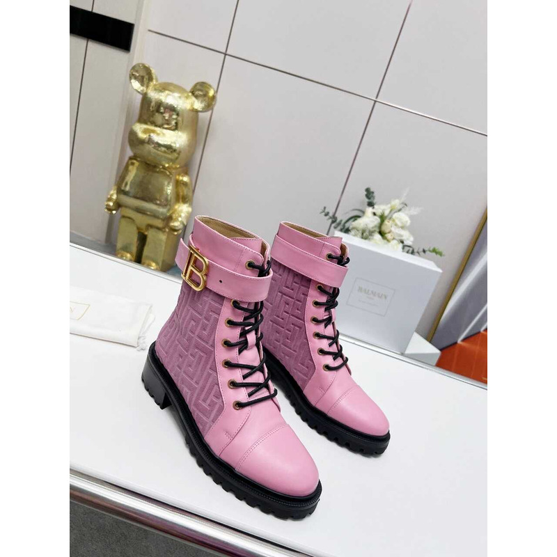 Balmain Ranger Romy Jacquard Booties Pink