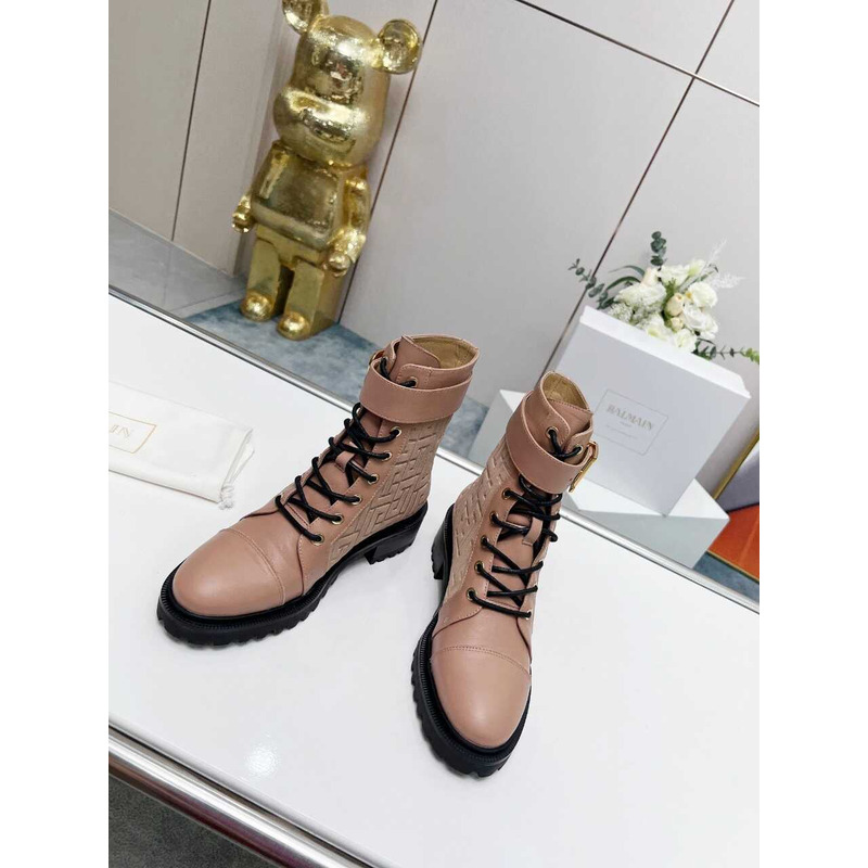Balmain Ranger Romy Jacquard Booties Nude