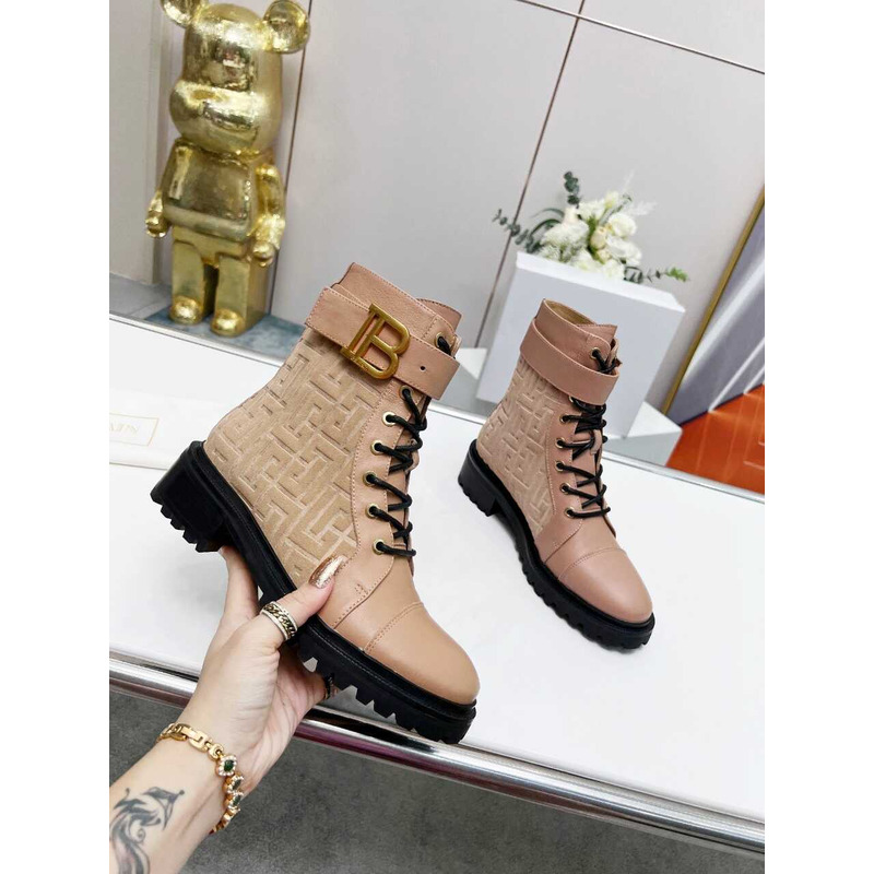 Balmain Ranger Romy Jacquard Booties Nude