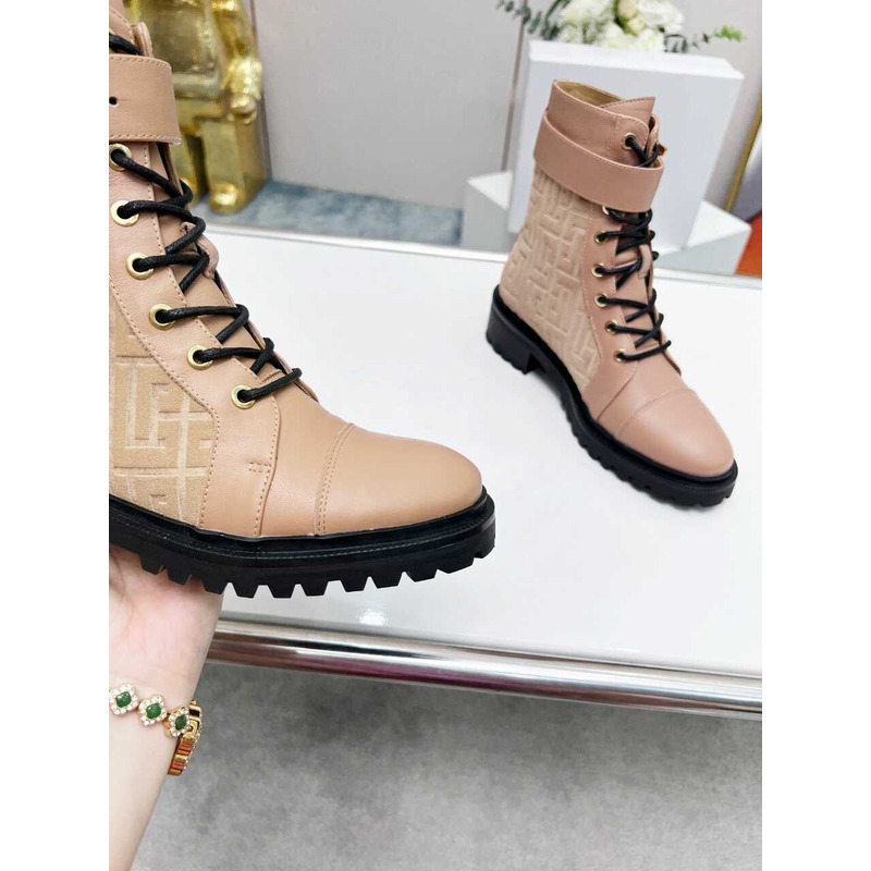 Balmain Ranger Romy Jacquard Booties Nude