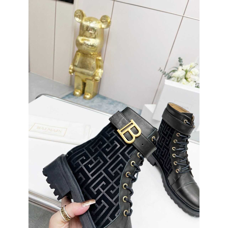 Balmain Ranger Romy Jacquard Booties Black