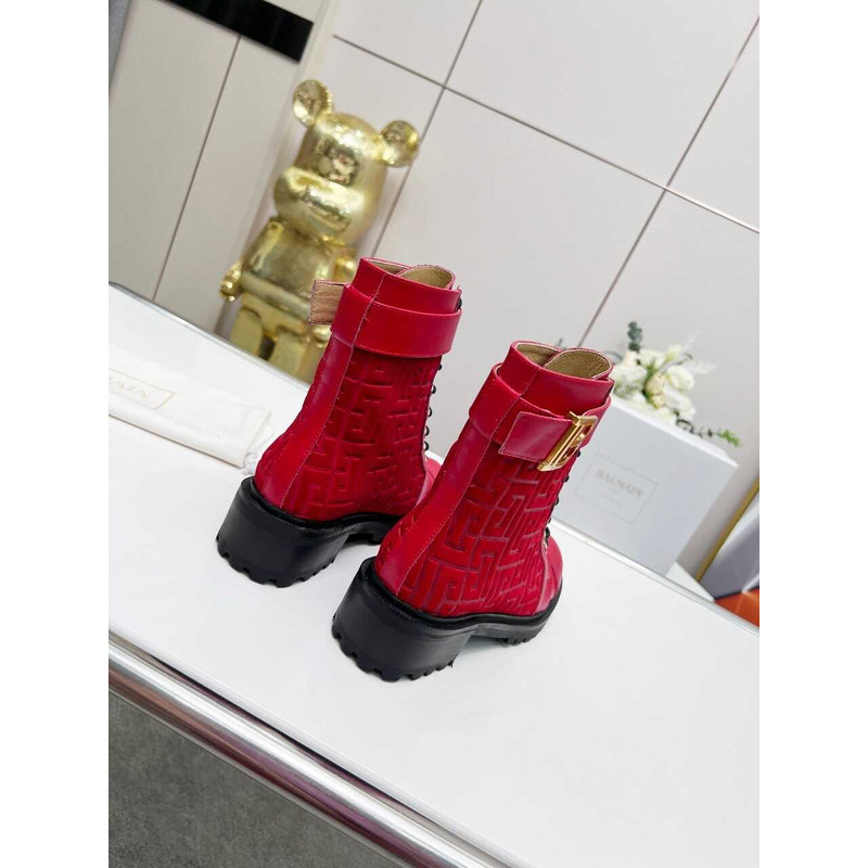 Balmain Ranger Romy Jacquard Booties Red