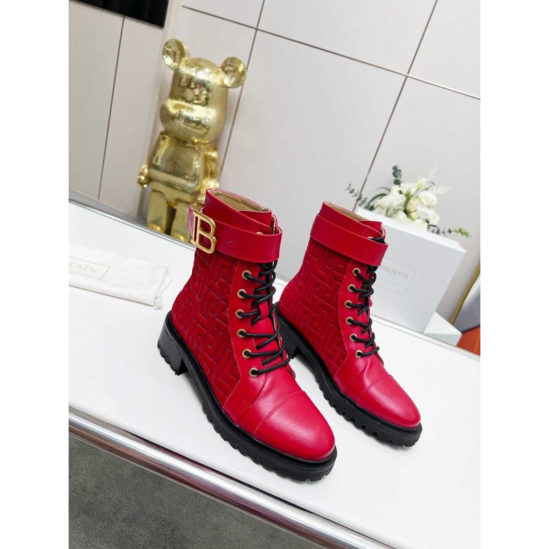 Balmain Ranger Romy Jacquard Booties Red