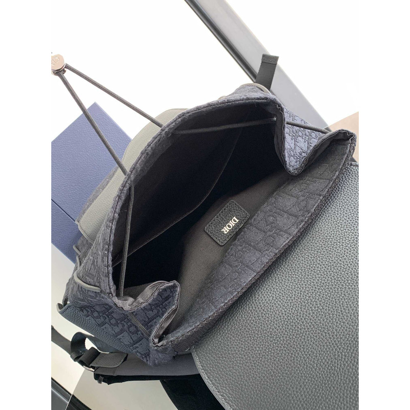 D*or saddle rucksack dark blue grained-leather (calf)