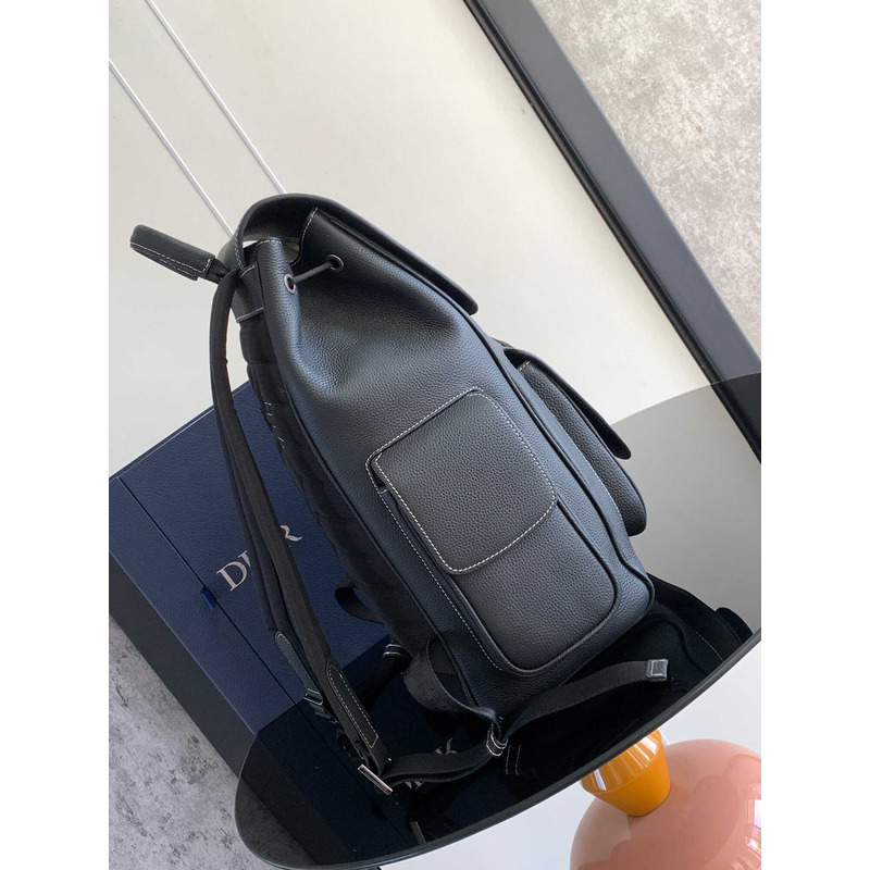 D*or saddle rucksack black grained-leather