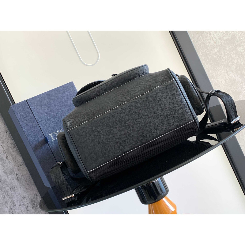 D*or saddle rucksack black grained-leather
