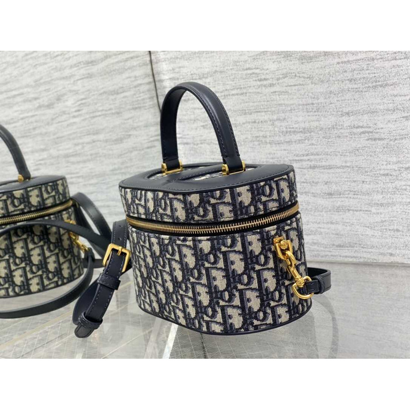 D*or small cd logo cosmetic bag oblique black D*or oblique jacquard