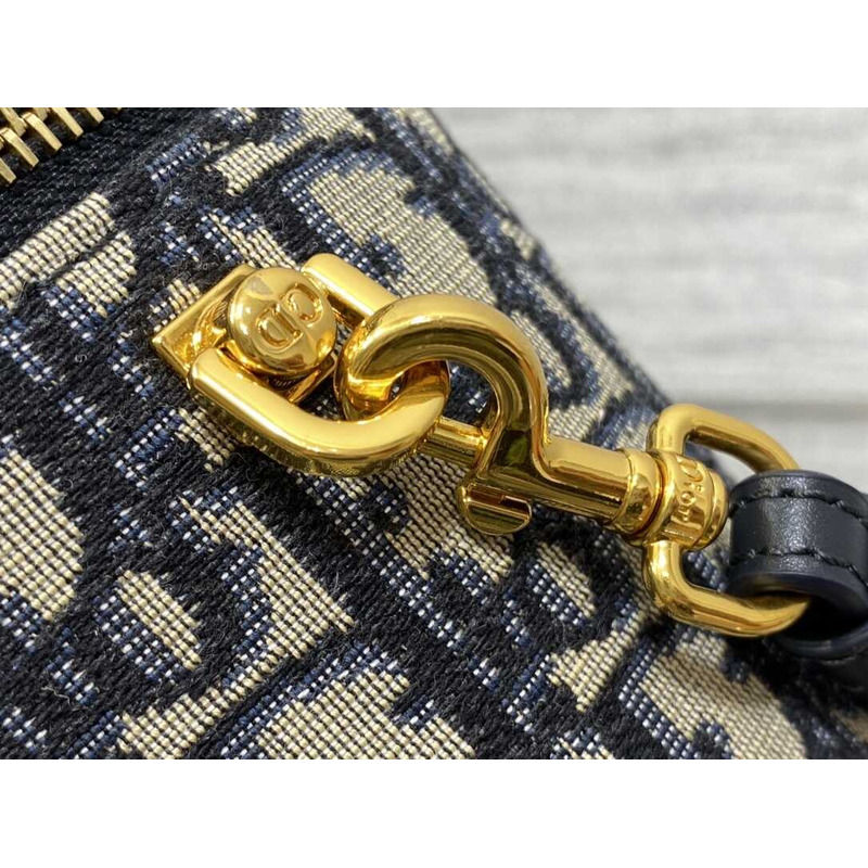 D*or small cd logo cosmetic bag oblique black D*or oblique jacquard