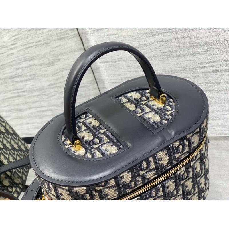 D*or small cd logo cosmetic bag oblique black D*or oblique jacquard