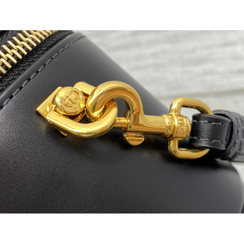 D*or small cd logo cosmetic bag leather black