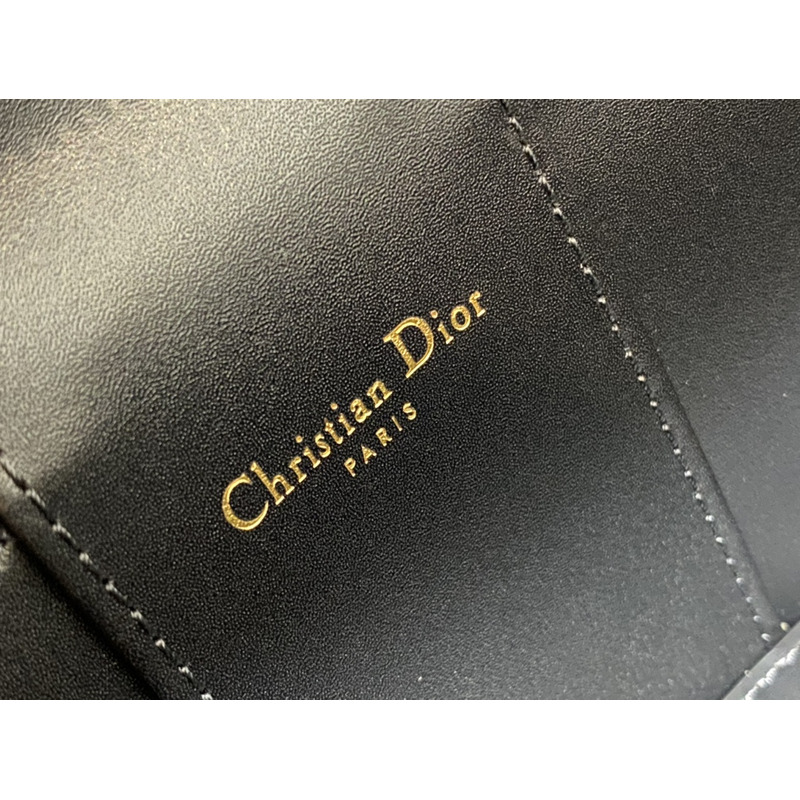 D*or small cd logo cosmetic bag leather black