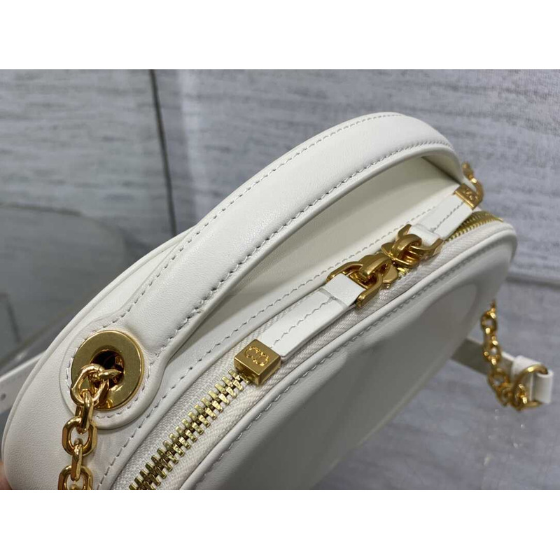 D*or cd signature oval camera bag latte calfskin white