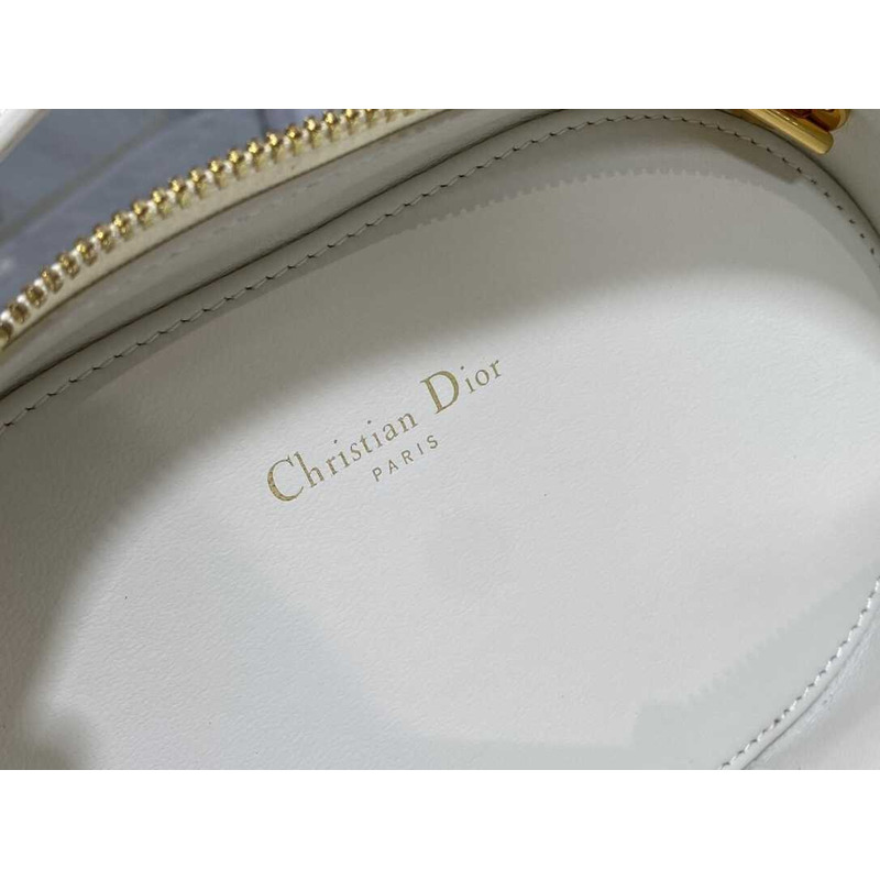 D*or cd signature oval camera bag latte calfskin white