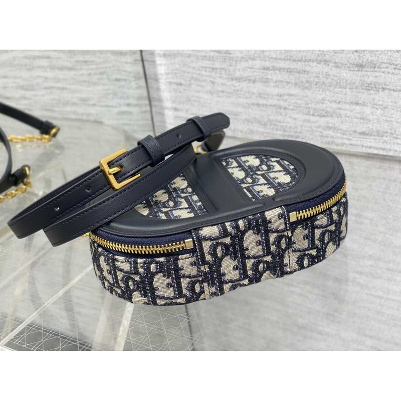 D*or cd logo oval camera bag blue D*or oblique jacquard