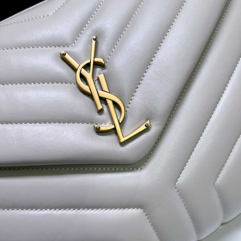 Saint Laurent Loulou Medium Bag In Quilted Leather White