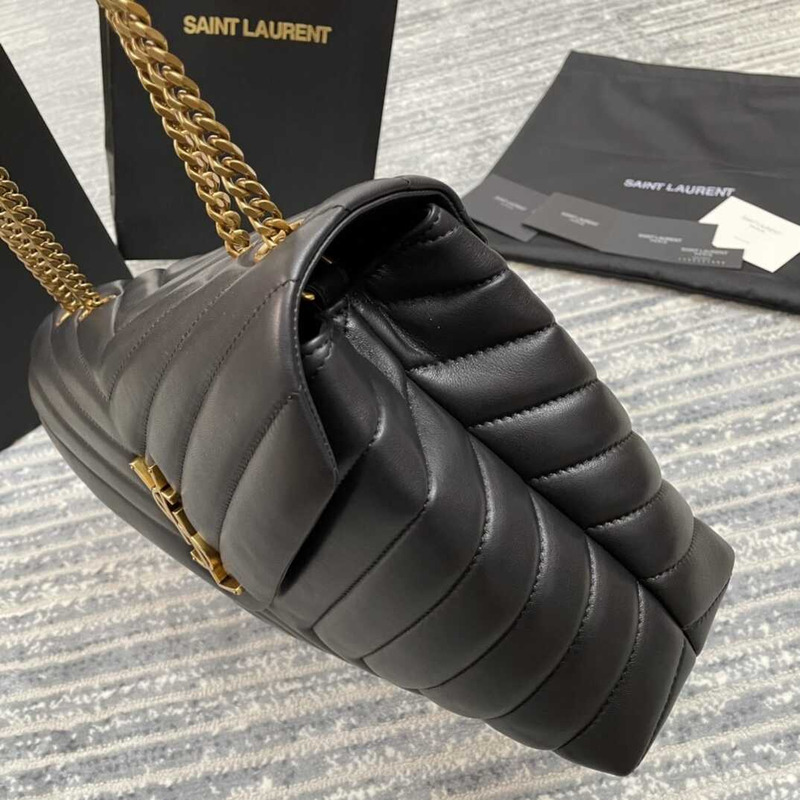 Saint Laurent Loulou Medium Bag In Quilted Leather Black