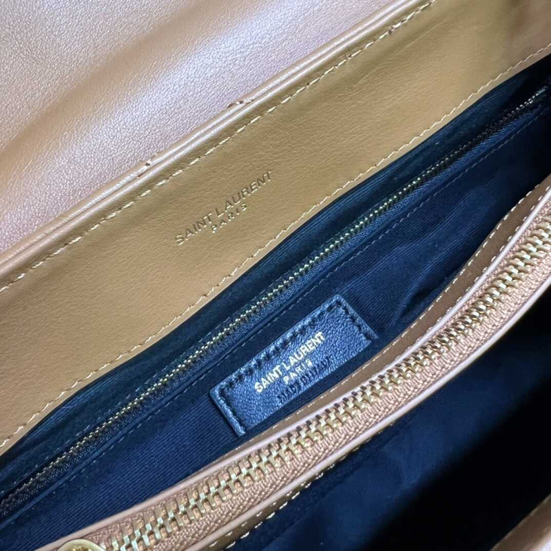 Saint Laurent Loulou Medium Bag In Quilted Leather Brown