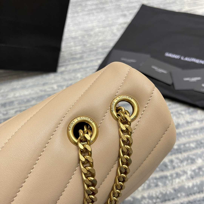 Saint Laurent Loulou Medium Bag In Quilted Leather Dark Beige