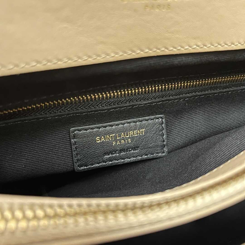 Saint Laurent Loulou Medium Bag In Quilted Leather Dark Beige