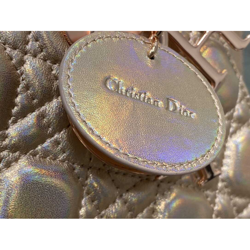 D*or small lady D*or bag lambskin rose gold