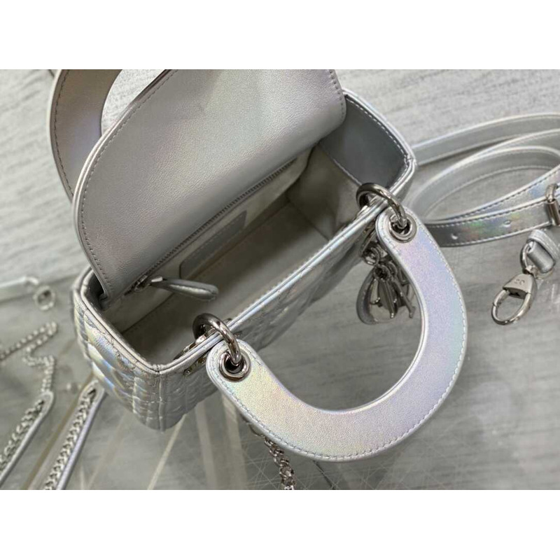 D*or mini lady D*or bag lambskin opaline gray
