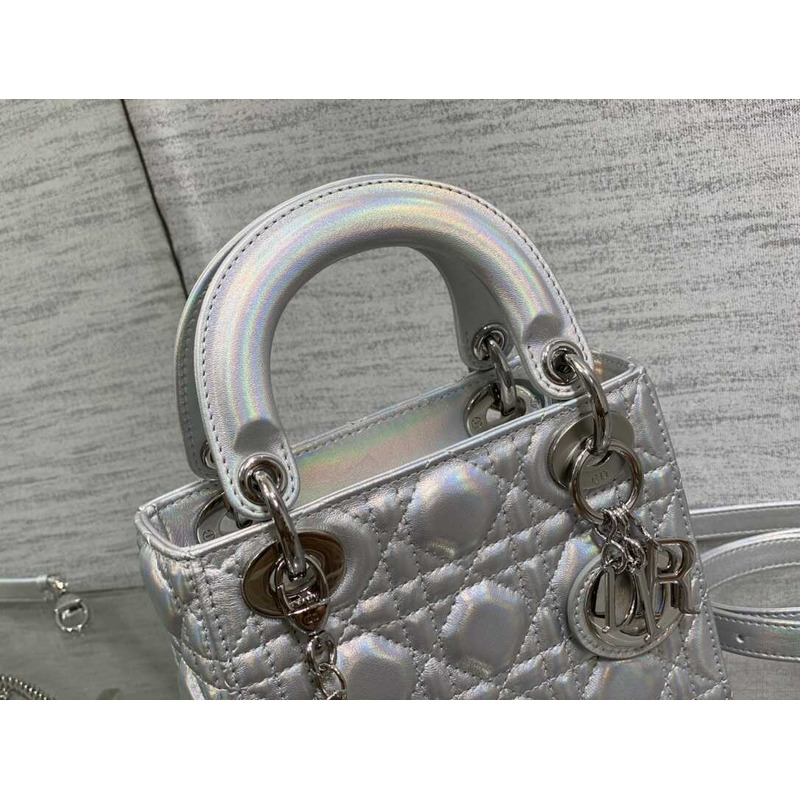 D*or mini lady D*or bag lambskin opaline gray