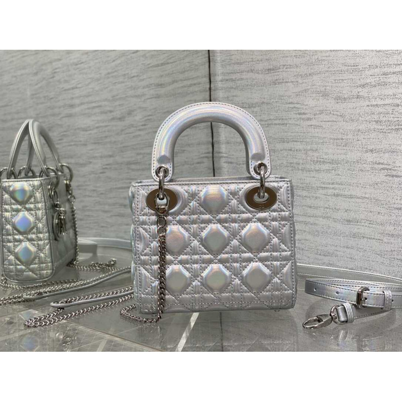 D*or mini lady D*or bag lambskin opaline gray