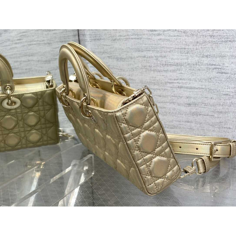 D*or medium lady d-joy bag lambskin champagne
