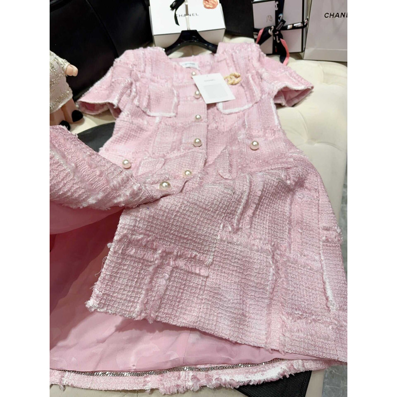 Ch*el tweed dress pink