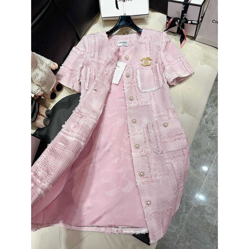 Ch*el tweed dress pink