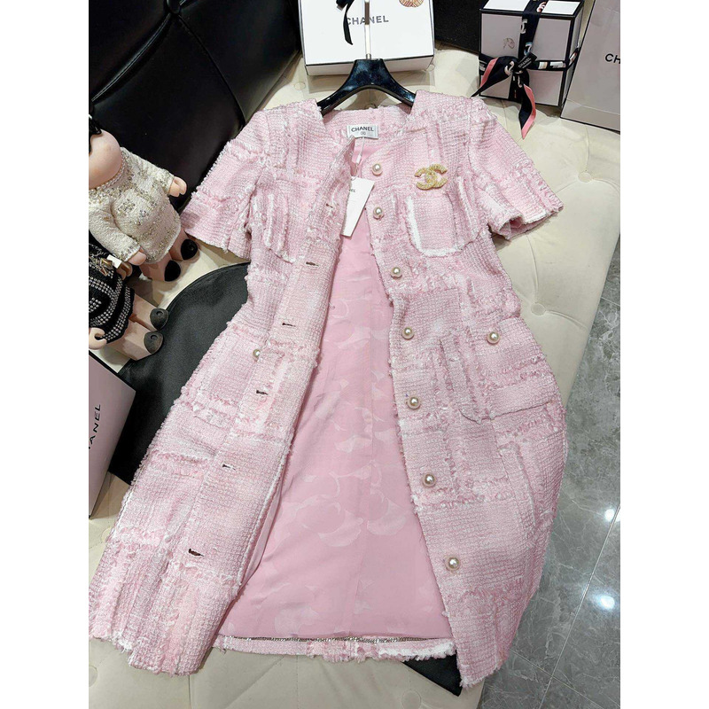 Ch*el tweed dress pink