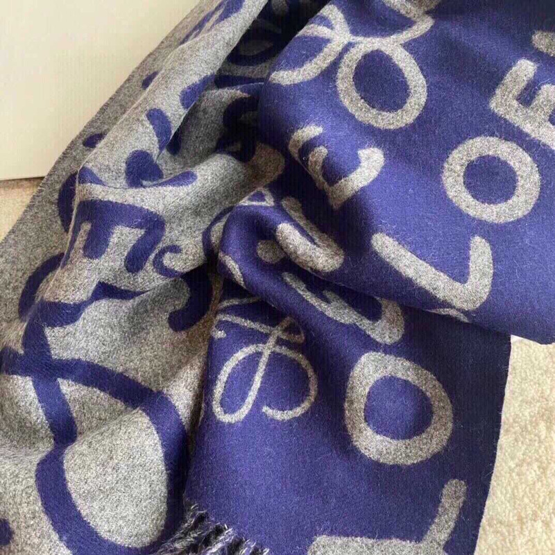 Loewe Luo Yiwei Unisex Graffiti Double-sided Scarf Blue