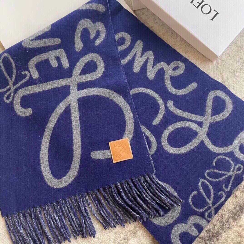 Loewe Luo Yiwei Unisex Graffiti Double-sided Scarf Blue