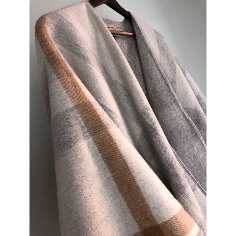 B**rry check flared cape coat beige